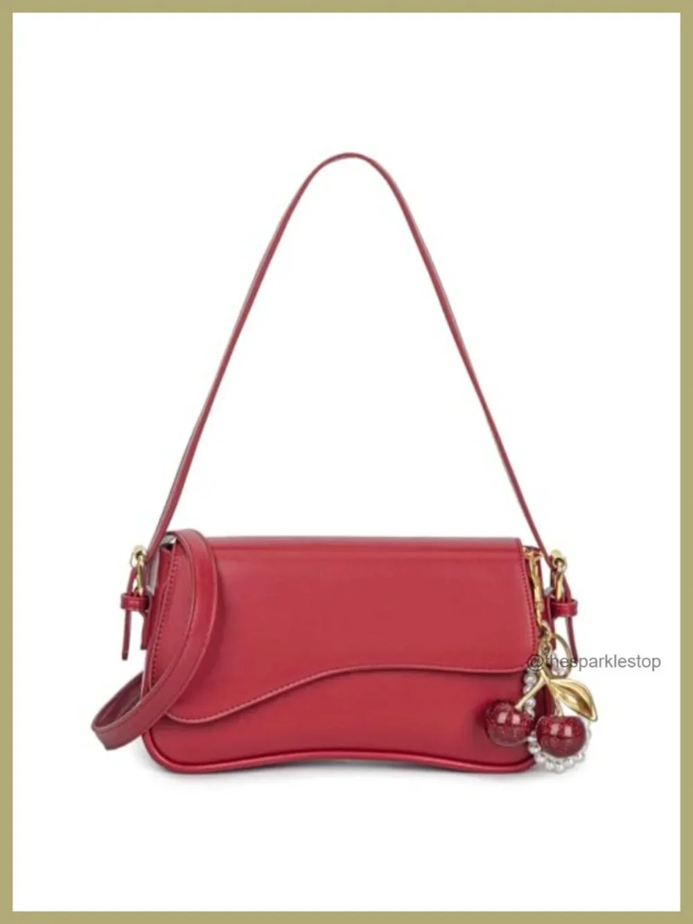 Cherry Charm Hobo Bag Crossbody Shoulder Purse Y2K Detachable Straps PU